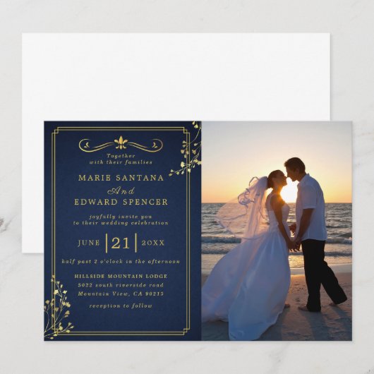 Aangepaste bruiloft voor parketfoto's kaart (Voorkant / Achterkant)