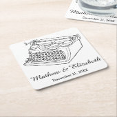 Aangepaste bruiloft voor  schrijfmachines kartonnen onderzetters (Schuin)