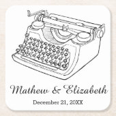 Aangepaste bruiloft voor schrijfmachines kartonnen onderzetters (Voorkant)