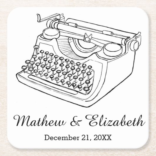 Aangepaste bruiloft voor  schrijfmachines kartonnen onderzetters (Voorkant)