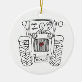 Aangepaste bruiloft voor tractoren keramisch ornament (Voorkant)