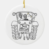 Aangepaste bruiloft voor tractoren keramisch ornament (Achterkant)