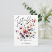 Aangepaste Bruiloft Waterverf Bloemen Boeket Bruil Kaart (Staand voorkant)