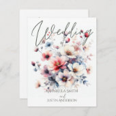 Aangepaste Bruiloft Waterverf Bloemen Boeket Bruil Kaart (Voorkant / Achterkant)