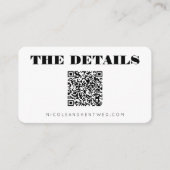 Aangepaste bruiloft Website Zwart wit QR Code Deta Informatiekaartje (Voorkant)