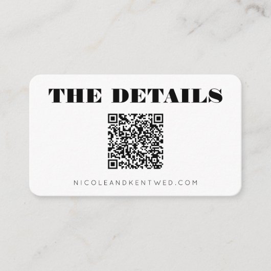Aangepaste bruiloft Website Zwart wit QR Code Deta Informatiekaartje (Voorkant)