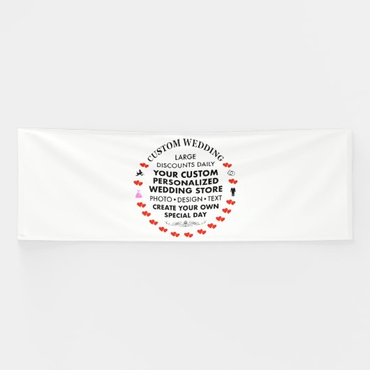 Aangepaste bruiloft Welkom Teken 4' x 12' Vinyl Ba Spandoek (Horizontaal)