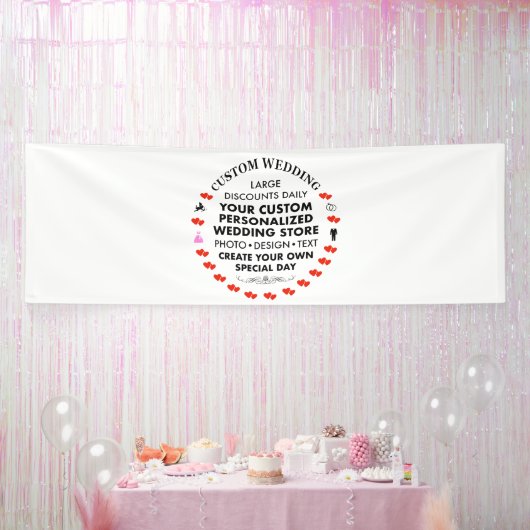 Aangepaste bruiloft Welkom Teken 4' x 12' Vinyl Ba Spandoek (Feest)