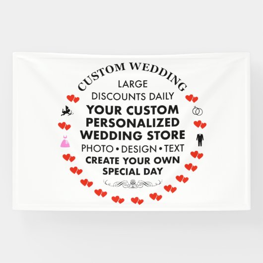 Aangepaste bruiloft Welkom Teken 4' x 6' Vinyl Ban Spandoek (Horizontaal)