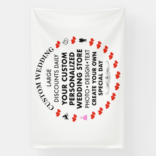 Aangepaste bruiloft Welkom Teken 4' x 6' Vinyl Ban Spandoek (Verticaal)