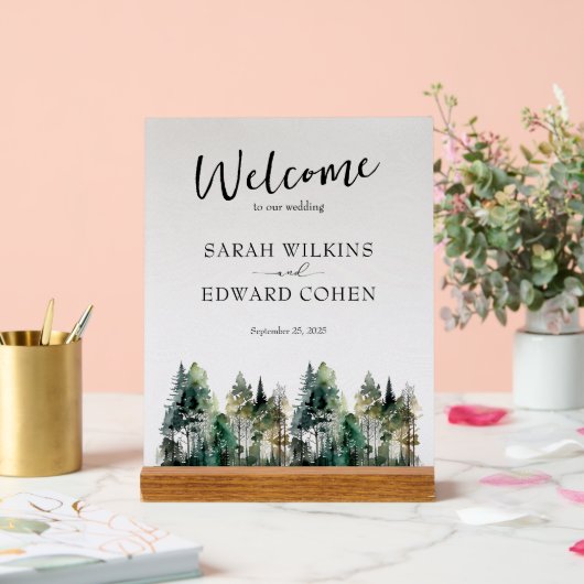 Aangepaste bruiloft Welkomstbord Rustiek Bos Acryl Bord (Huwelijk)