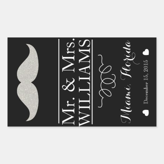 aangepaste bruiloft wijn fles label tafel snor (Voorkant)