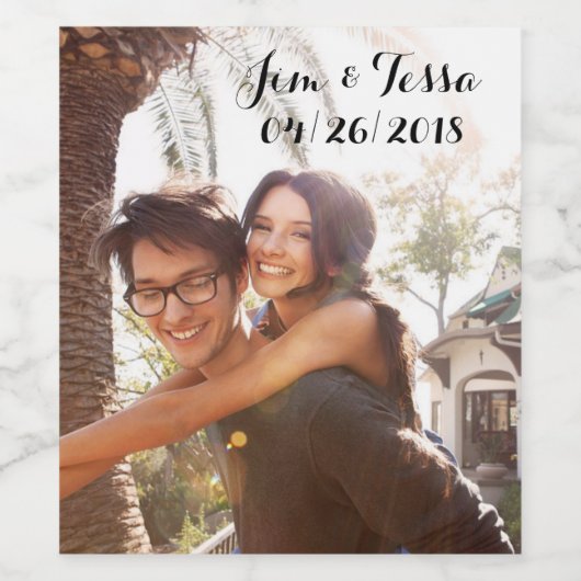 Aangepaste bruiloft wijn label etiket (Enkel label)