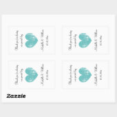 Aangepaste bruiloft wijnfles sticker met aqua hart (Vel)