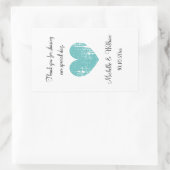 Aangepaste bruiloft wijnfles sticker met aqua hart (Tas)