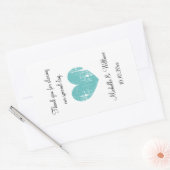 Aangepaste bruiloft wijnfles sticker met aqua hart (Envelop)
