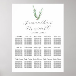 Aangepaste bruiloft zitgrafiek Waterverf Rozemarij Poster