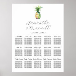 Aangepaste bruiloft Zitkaart Waterverf Ananas Poster