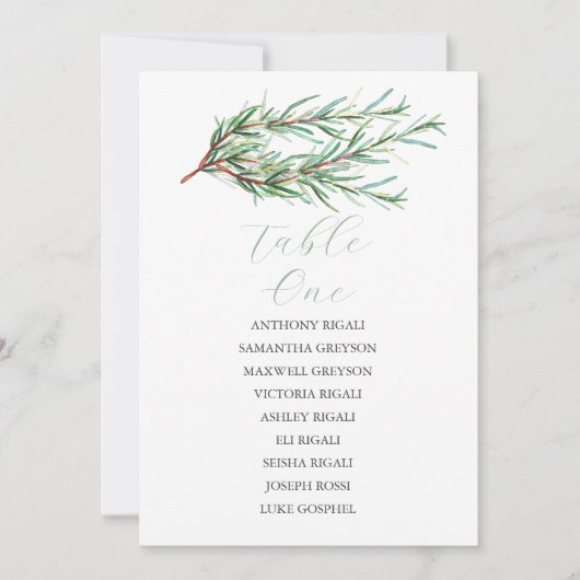 Aangepaste bruiloft Zitting Grafiek met Rosemary B Kaart (Voorkant)