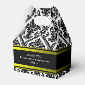 Aangepaste bruiloft zwart Damask Gable Favor Box Bedankdoosjes (Voorkant Zijde)