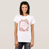 Aangepaste Bruiloftsontbijt Wilde Roze Rozen Groen T-shirt (Voorkant volledig)