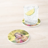 Aangepaste Bruiloftsshower Foto Eenvoudig Modern V Zandsteen Onderzetter (Zijkant)