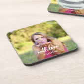 Aangepaste Bruiloftsshower Foto Eenvoudige Moderne Bier Onderzetter (Linkerzijde)