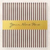 Aangepaste bruin- en crèmestrepen met verticale st glazen onderzetter (Voorkant)