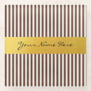 Aangepaste bruin- en crèmestrepen met verticale st glazen onderzetter