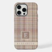 Aangepaste bruin grijs roze geruit patroon iPhone hoesje (Achterkant)