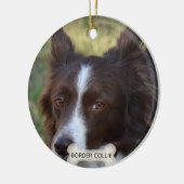 Aangepaste bruine Border Collie-hondsfoto Keramisch Ornament (Links)