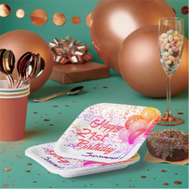 Aangepaste bruine Confetti op jaardag met ballonne Papieren Bordje