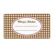 Aangepaste bruine geruite keukenlabels etiket (Voorkant)