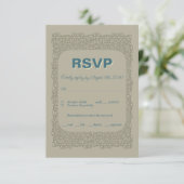 Aangepaste bruine kant RSVP trouwkaart Kaartje (Staand voorkant)