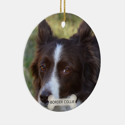 Aangepaste bruine rand Collie Dog Foto Keramisch Ornament (Rechts)