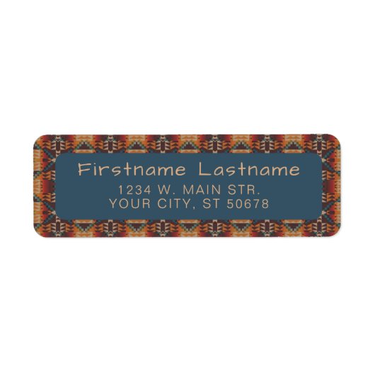 Aangepaste bruine rode terracotta Turquoise Blue M Etiket (Voorkant)