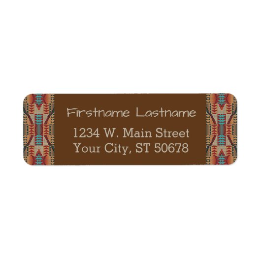 Aangepaste bruine rode terracotta Turquoise Blue M Etiket (Voorkant)