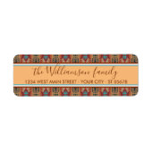 Aangepaste bruine rode terracotta Turquoise Blue M Etiket (Voorkant)