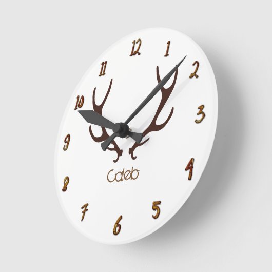 Aangepaste bruine roustige Antlers Ronde Klok (Hoek)