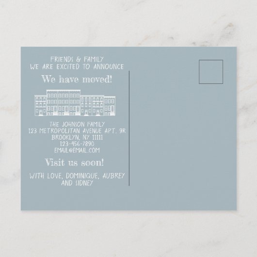 Aangepaste bruine stenen verhuis aankondiging brie (Achterkant)