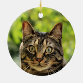 Aangepaste bruine Tabby Cat foto Keramisch Ornament (Achterkant)