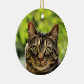 Aangepaste bruine tabby kat foto keramisch ornament (Rechts)