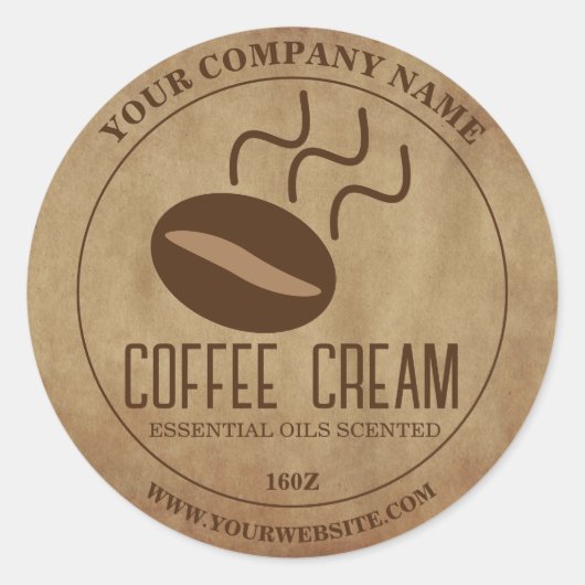 Aangepaste bruine textuur ronde label Sticker (Voorkant)