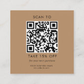 Aangepaste bruine typografie Business QR Code Dank Kortingskaartje (Achterkant)