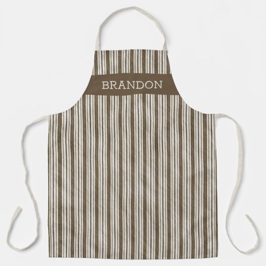 Aangepaste bruine voorkant linen Stripes Schort (Voorkant)