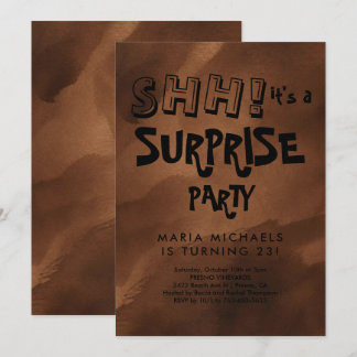 Aangepaste bruine waterverf verrassingsverjaardags kaart