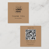 Aangepaste bruine zakelijke Logo QR-code dank u Kortingskaartje (Voorkant / Achterkant)