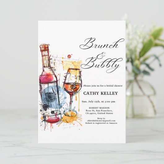 Aangepaste brunch en Bubbly Champagne Vrijgezellen Kaart (Staand voorkant)