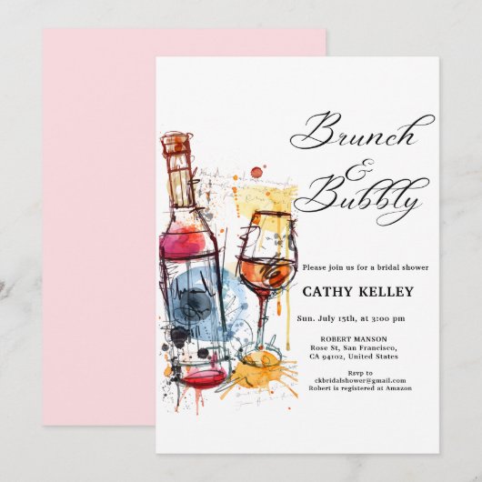 Aangepaste brunch en Bubbly Champagne Vrijgezellen Kaart (Voorkant / Achterkant)