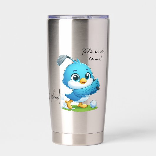 Aangepaste brutale golfvogel cartoon geïsoleerde drinkbeker (Voorkant)